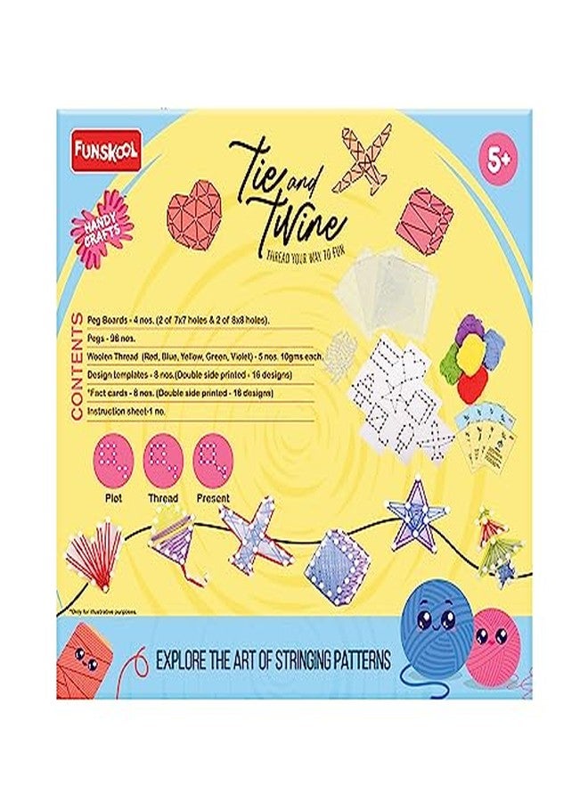 Funskool Handycrafts Tie & Twine, Create 16 Patterns, Learn 40 Plus Interesting Facts, Arts and Craft Kit, DIY Kit for Kids, Ages 5 Years and Above, Multicolour - Image 3